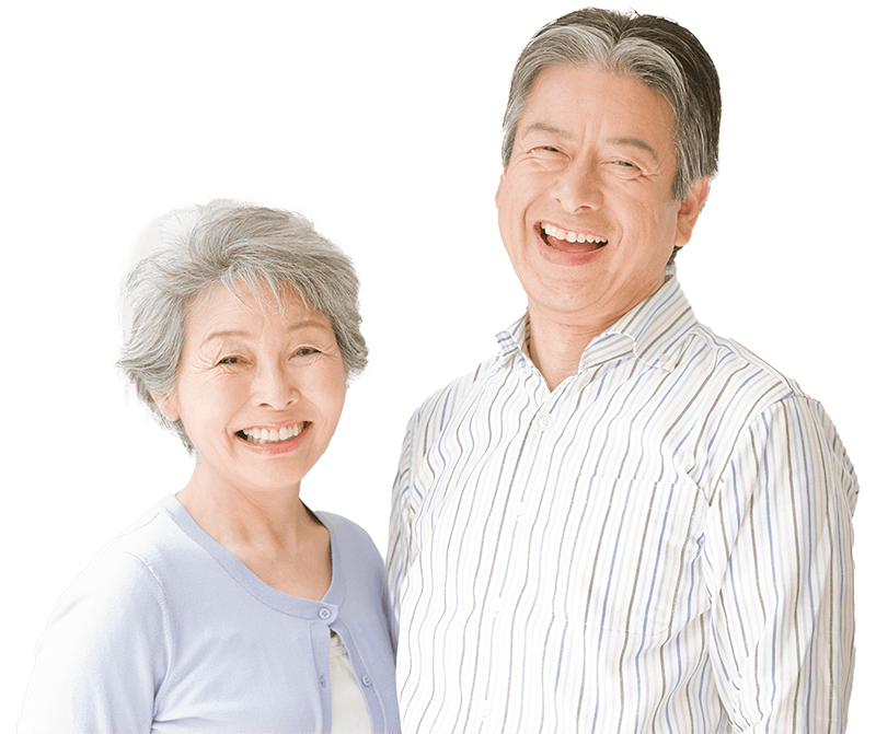 happy, laughing older couple has beautiful smiles